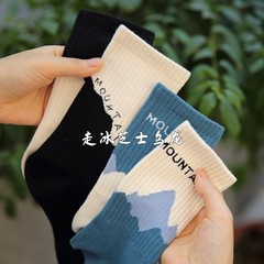 不對稱小眾長襪子女春秋ins潮日系街頭個性AB襪男學生情侶運動襪