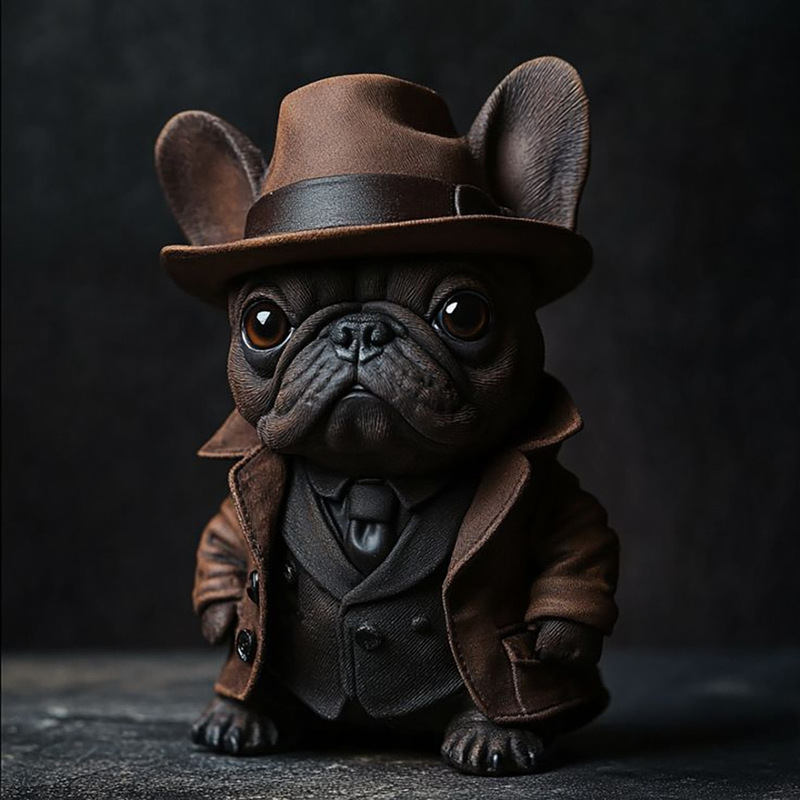 Cross-border New Bulldog Gentleman Statue Resin Crafts Ornaments Home Decorations Desktop Small Ornaments Gift