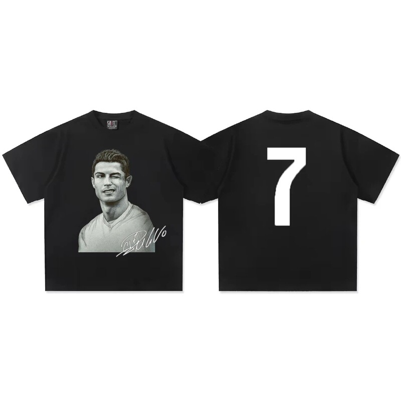Ronaldo Fans' Commemorative Football Superstar Print Unisex Cotton Children's T-Shirt, High-Quality and Comfortable