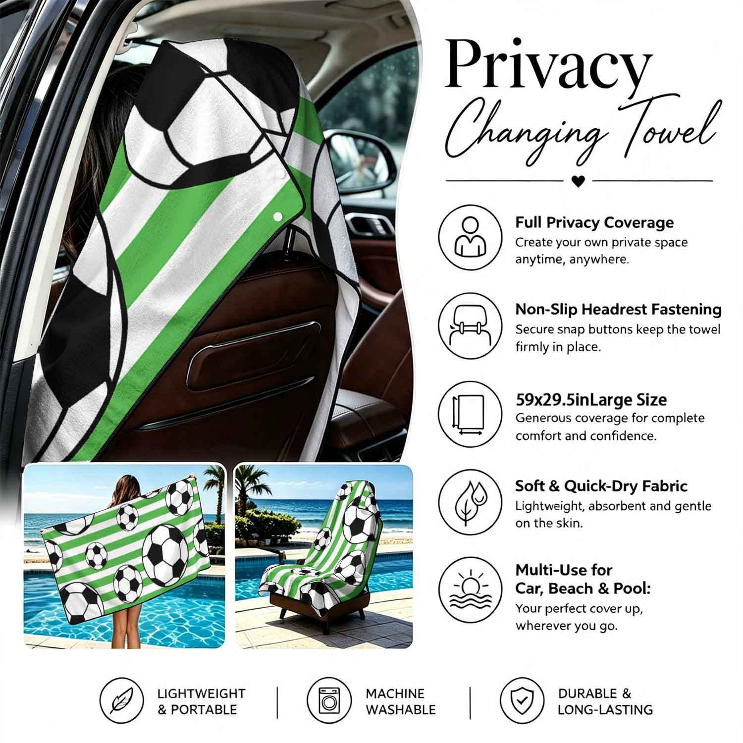 Printed bath towel and car seat cover 2-in-1, ultra-fine fiber outdoor beach and car dual-use universal seat cushion