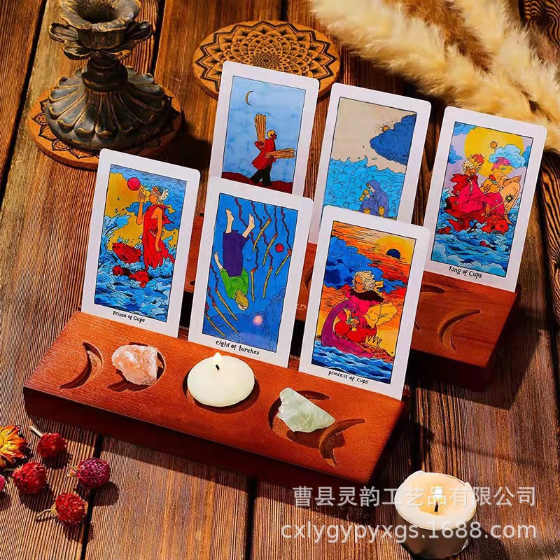 Soporte de postal de madera maciza, foto de escritorio, base de tarot de madera, base de nota de mensaje diario, base de tira de papel