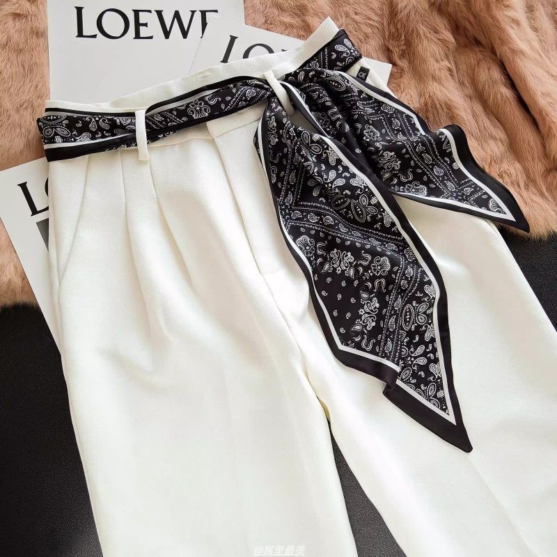 Small Cashew Silk Scarf Belt Tied Around the Waist Accessories Ribbon Hairband Matchinging Jeans Skirt Decoration Women 2025 New Style