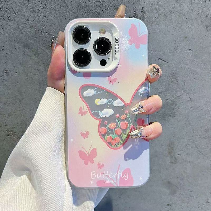 玫瑰蝴蝶适用14Pro欧美16ProMax苹果手机壳iphone17少女15创意13