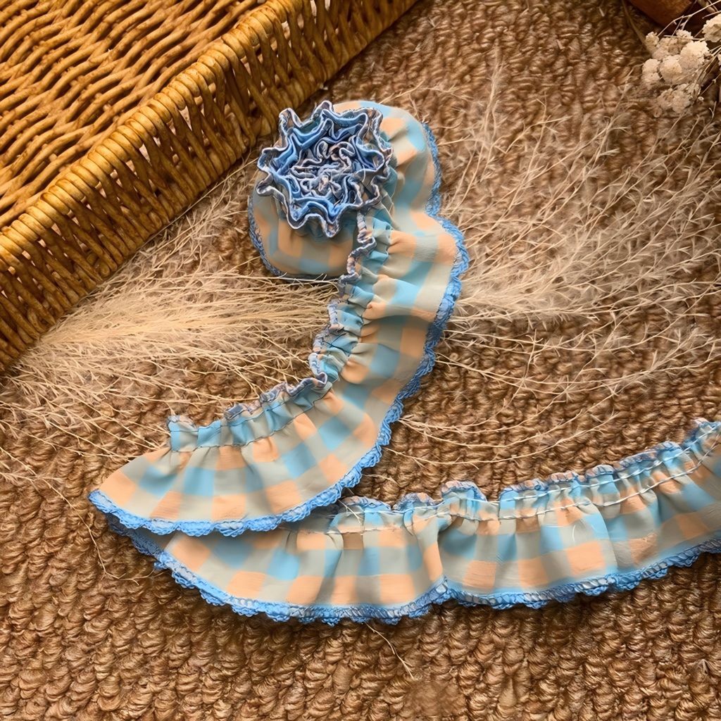 Encaje plisado azul + naranja talla 5