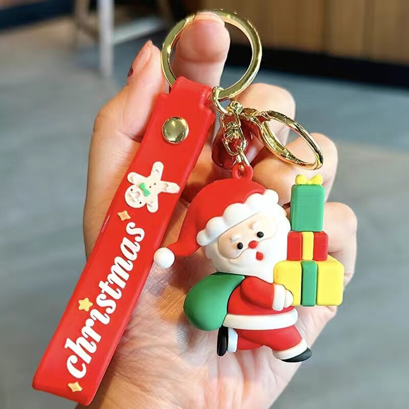クラシックな新しいクリスマスキーホルダー人形ペンダントクリスマスツリートナカイ雪だるまキーホルダー子供キャッチャー小さなギフト|undefined
