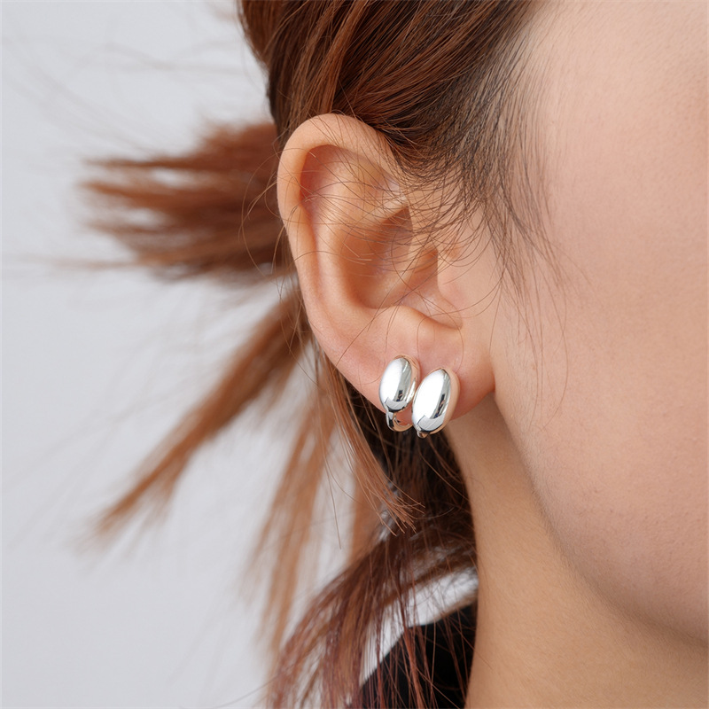 1 Paire Style Simple Géométrique Placage Acier Inoxydable Boucles D'oreilles Cerceau Boucles D'oreilles display picture 6