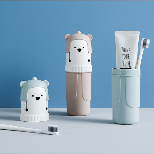 Cartoon bear toothbrush holder portable travel mouthwash cup toothpaste home storage box student pencil pencil case
