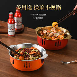 不锈钢干锅锅具商用蜡烛加热酒精炉小龙虾盘子鱼头锅肉蟹煲牛蛙锅