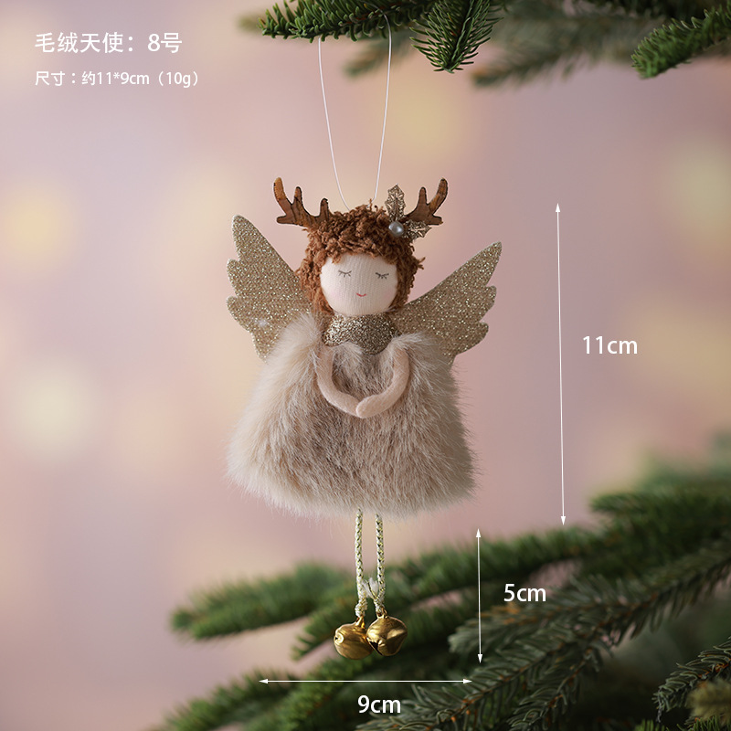 Nuevos productos transfronterizos de venta caliente Angel Girl Navidad decoración colgante gorra de punta colgante de muñeca de peluche de tamaño grande