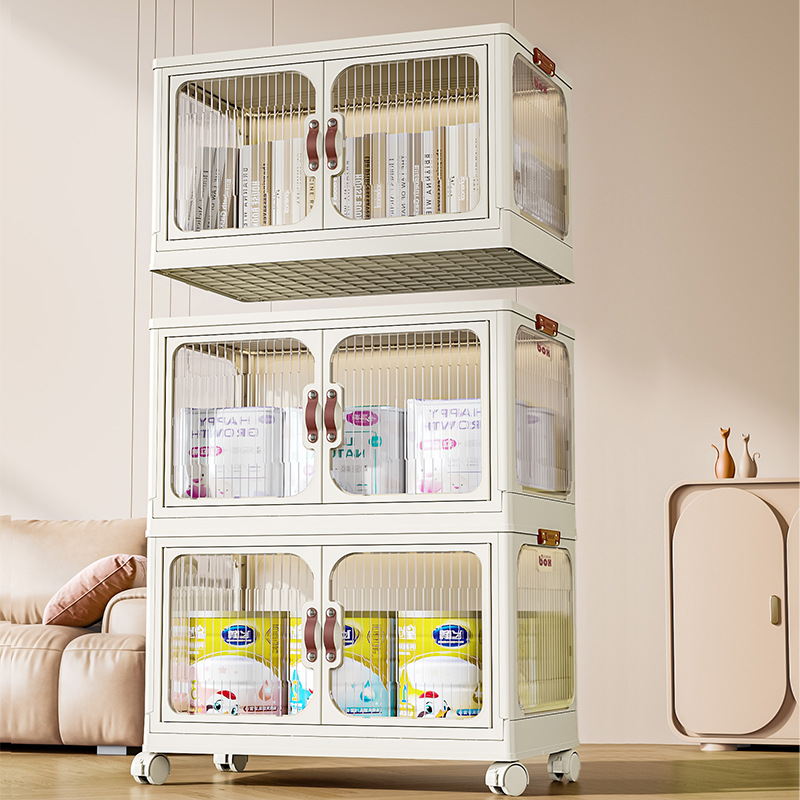 Gabinete de almacenamiento plegable sin instalación Armario de almacenamiento de ropa y refrigerios sin instalación Gabinete de almacenamiento de múltiples capas de plástico Dormitorio Sala de estar