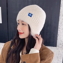 冬天帽子加绒加厚新款护耳毛线帽女户外骑车防风保暖毛线针织帽