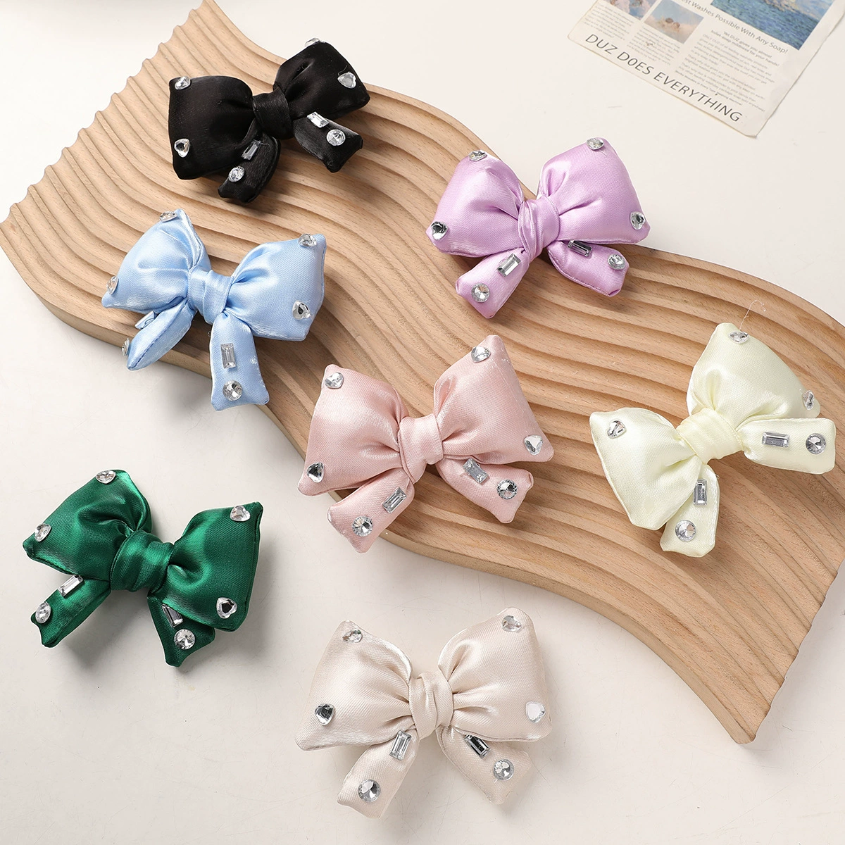 Brand hair accessory with rhinestones with bow handmade, keychain, doll, toy, bow tie with accessories, new collection, DIY, dress up