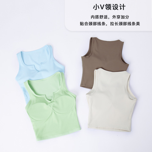  new carefully selected yoga wear with chest pad threaded semi-fixed sports vest non-running cup fitness sports bra