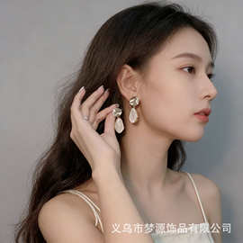 跨境创意欧美复古圆形亮片耳钉 亚克力闪亮耳环冷淡风几何方形耳