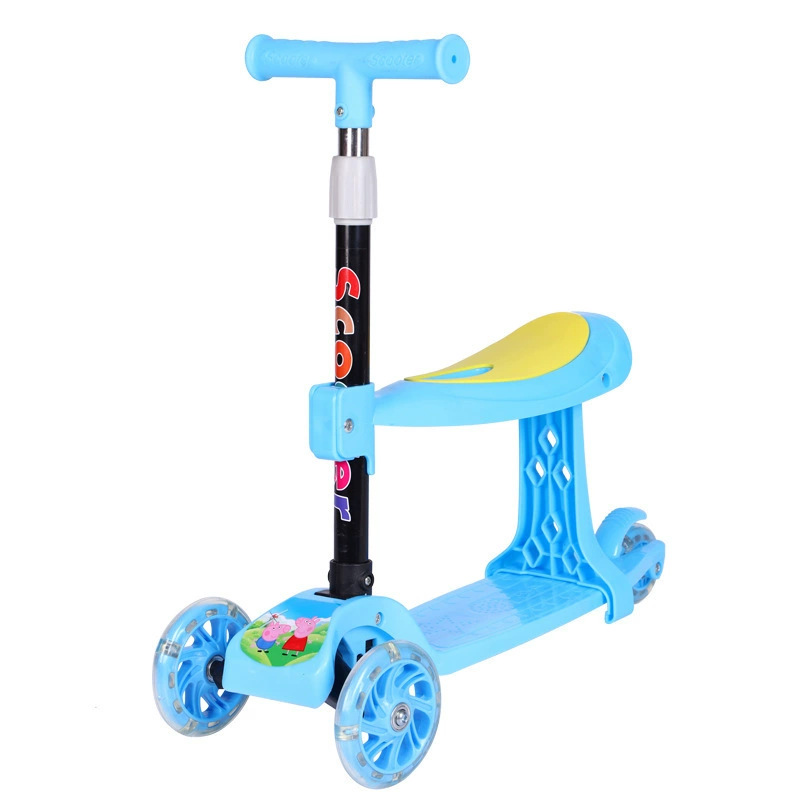 Patinete infantil tres en uno con asiento, ajuste de altura de cuatro velocidades, apto para bebés de 2 a 8 años, patinete plegable.