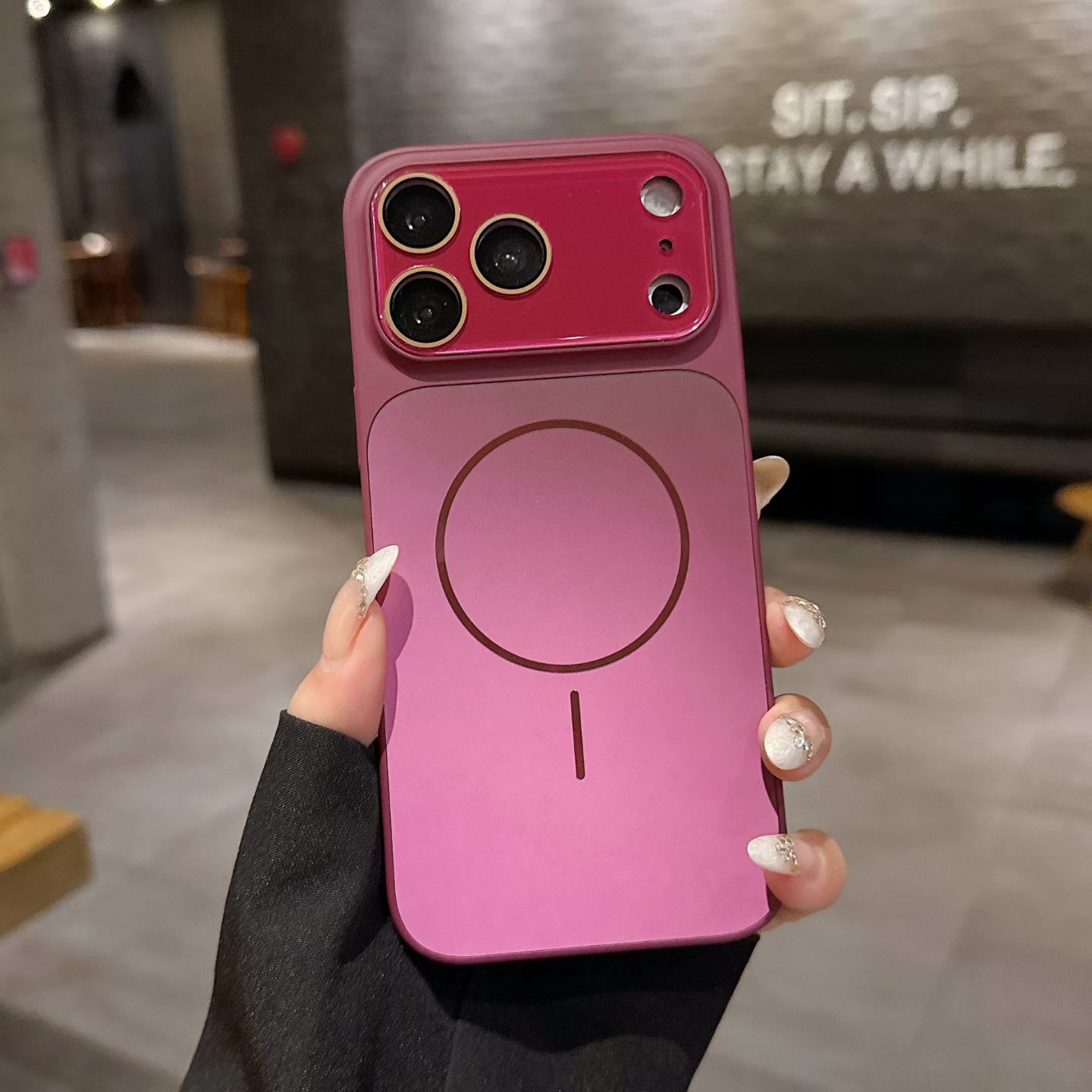 Fluorescencia de gran ventana para iPhone17pro teléfono móvil Apple 13 botón AI de alto nivel de sensación de protección contra caídas