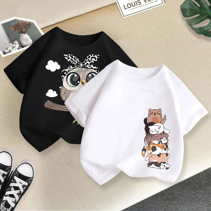 Camiseta de manga corta para niñas, estilo transfronterizo, novedad de verano 2026, top infantil elegante, ropa de verano de media manga para niños