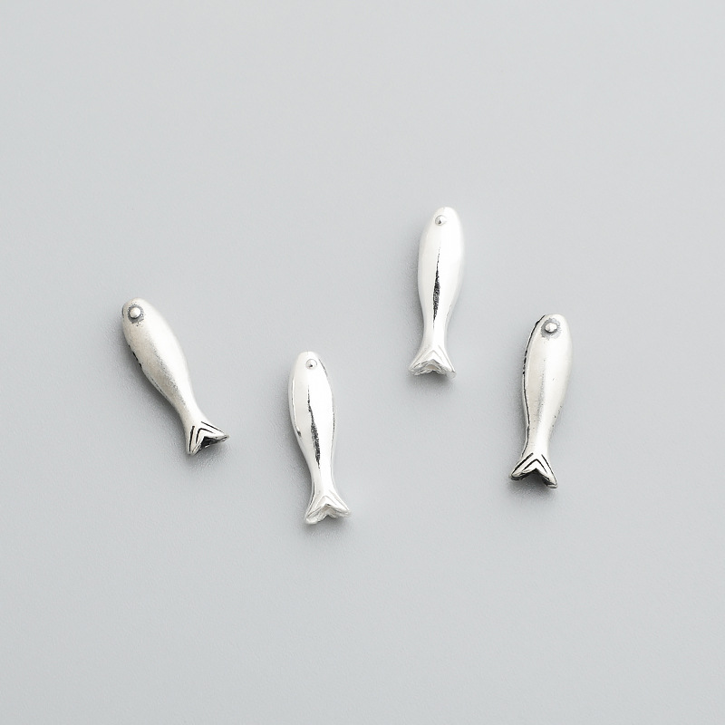 Hole Under 1mm Hole Size 1 Piece 4*10mm 4*14.5mm Hole Under 1mm 925 Sterling Silver Fish Polished DIY Ornament Accessories Beads