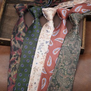 Tie Men's Dress Korean Style British Style Retro Printing Business Work Student Business Dress 9CM Hand Tie Wide Edition