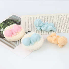 跨境ins可爱跪着睡觉婴儿蜡烛模枕头狗仰躺睡觉婴儿蜡烛硅胶模具