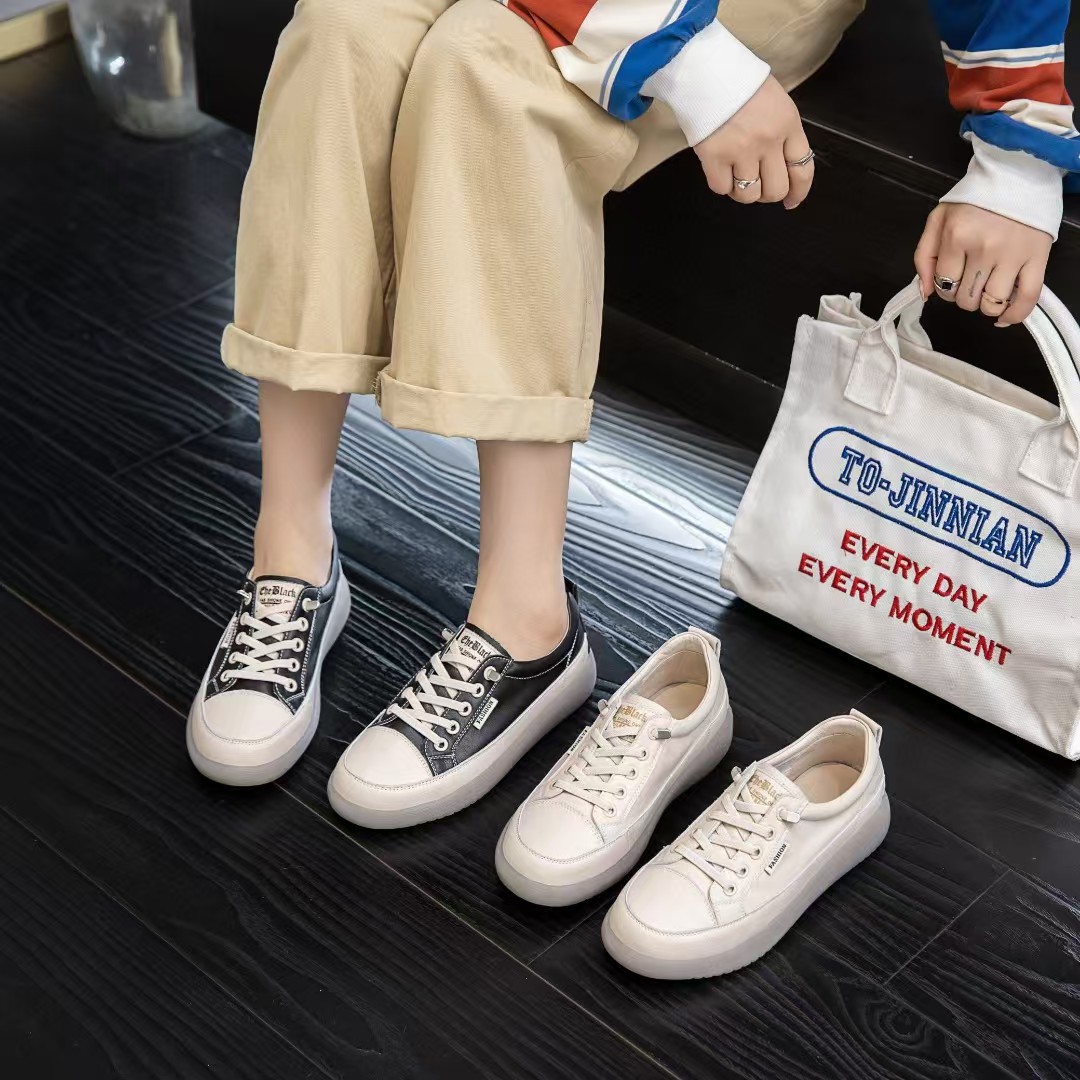 First-Layer Cowhide White Shoes for Women 2025 New Soft-Soled Casual Shoes for Women, Comfortable Flats-Soled Student Sneakers