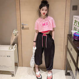 女童夏季套装2023新款网红儿童时髦洋气衣服女大童夏装短袖两件套