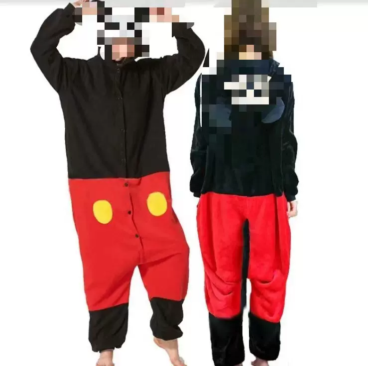 秋冬新款男女米奇可爱米妮连体睡衣法兰绒加厚情侣冬季睡袍家居服