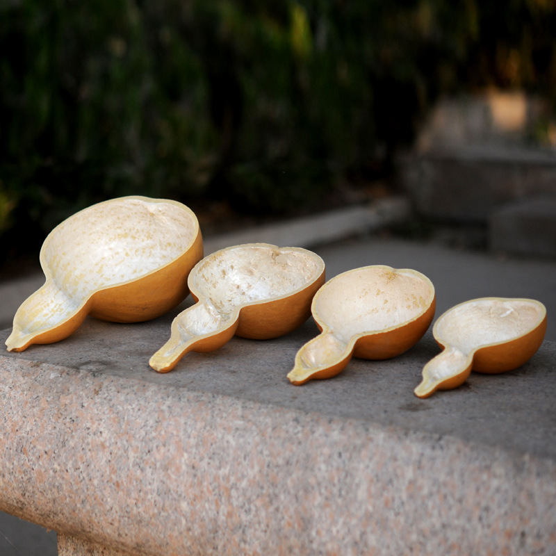 Natural gourd ladle for carrying water, dipping noodles, gourd face skin handicraft, various sizes, green, eco-friendly gourd products