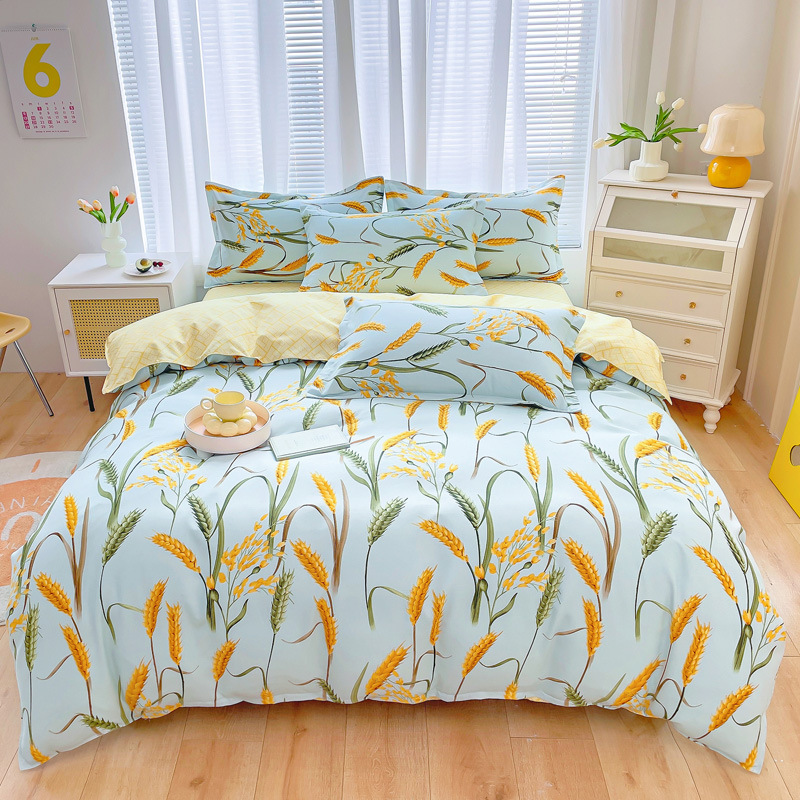 2023 New Thickeneded Brushed Four-Piece Set Soft Skin-Friendly Quilt Cover Bed Sheetss Spring Autumn Winter Printed Scandinavian Bedding