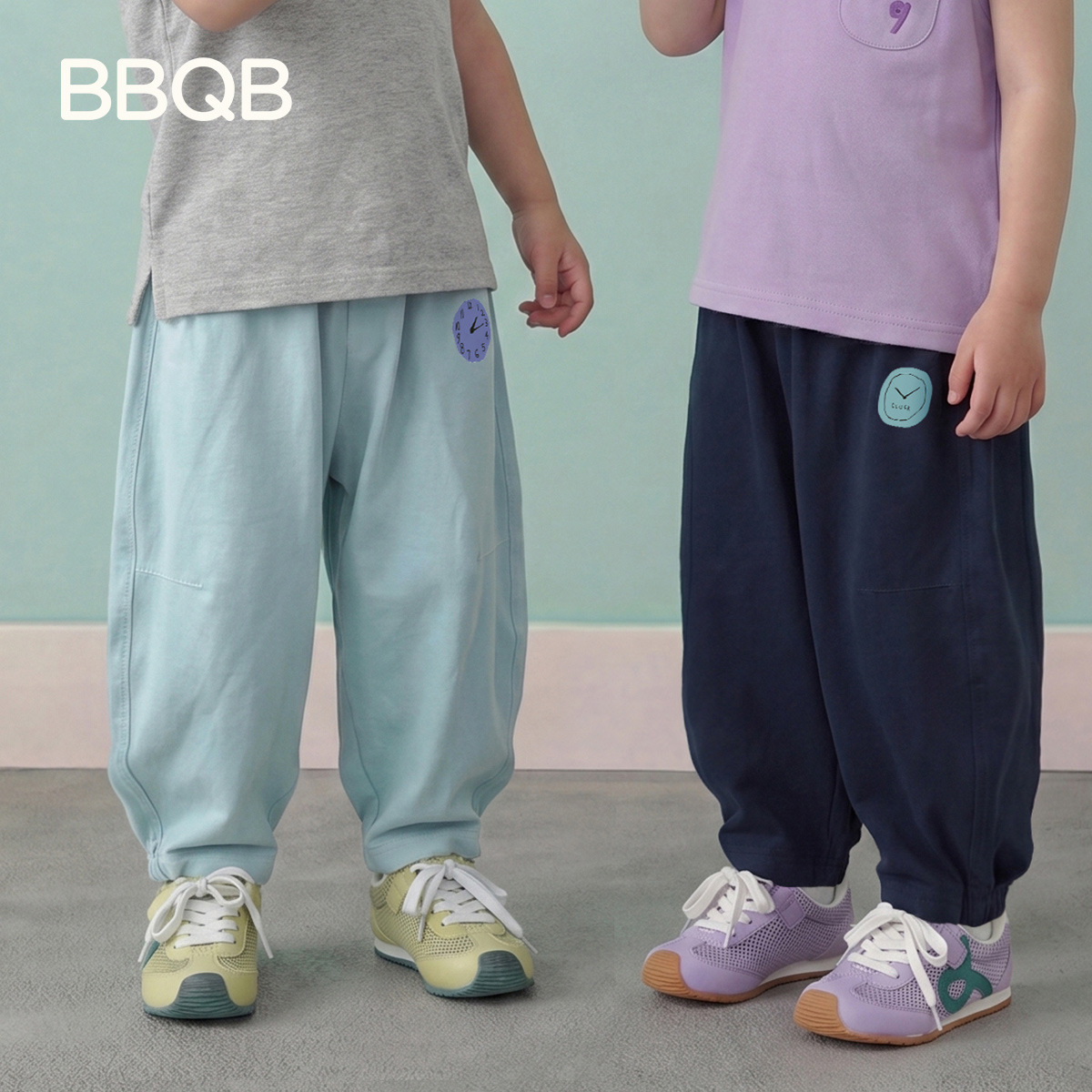 Bbqb Children's Mosquito-Repellent Pants Summer Thin Boys' Sports Set Vest Top Versatile Girls' Short-Sleeve T-Shirt Class a