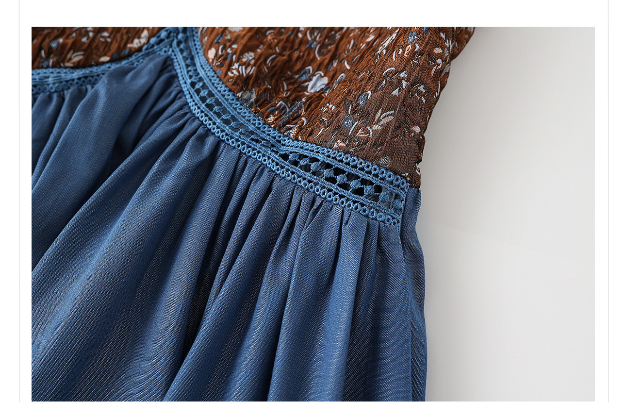Váy yếm denim phong cách Trung Quốc mới, thiết kế jacquard nhuộm sợi cao cấp, dáng suông — màu nâu, màu xanh lá cây chi tiết 40