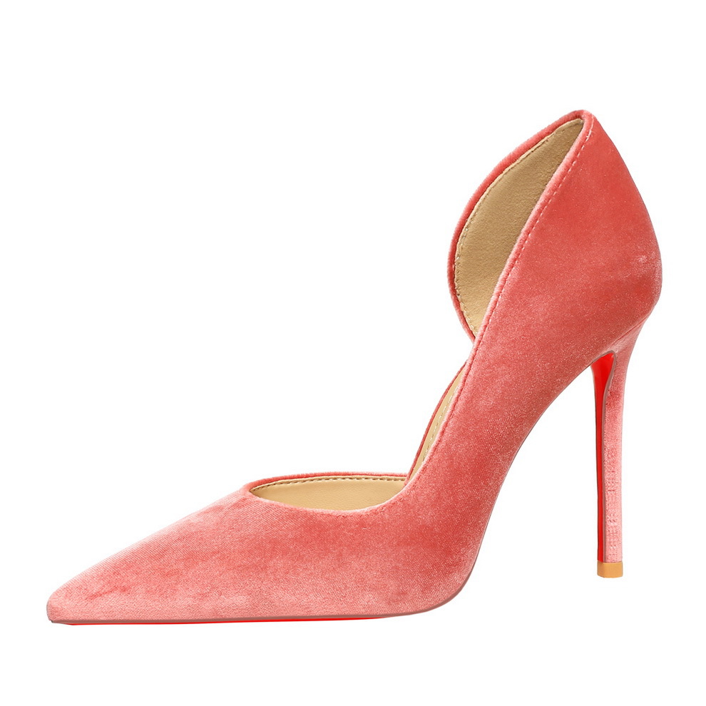 European Style Velvet Stiletto Court Shoes With Pointed Toe_voghion.com