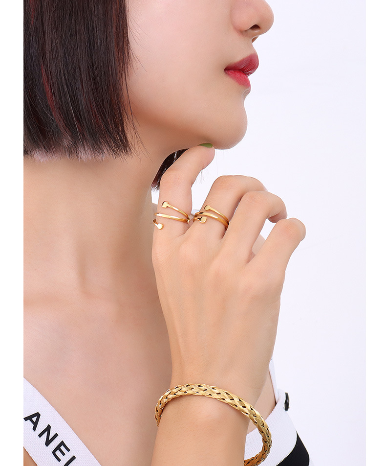hot sale irregular opening nonadjustable ring Korean 18K real gold plated titanium steel finger ringpicture7