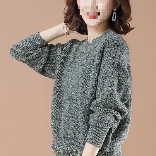 花色圆领短款毛衣女2025年新款秋冬宽松洋气内搭针织打底衫上衣