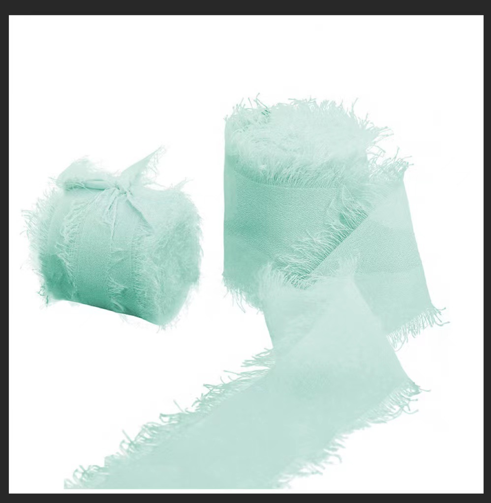 INS deshilachado gasa cinta ramo de la boda borla cinta arco decoración hilo de nieve tira de tela de seda