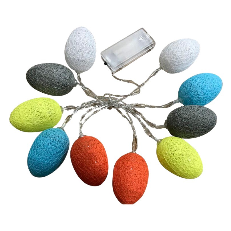 LED de algodón Cadena de luz de la batería bola colorida huevo de cobre Cadena de luz de Navidad de Pascua decoración LED de algodón Cadena de luz