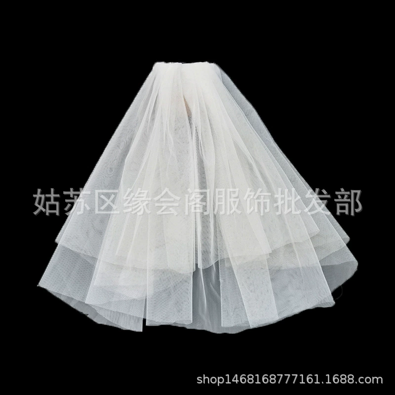 veil, Bridal White Veil, Single or Double Layer, 40–80 cm, Hair Comb or Hairpin Options