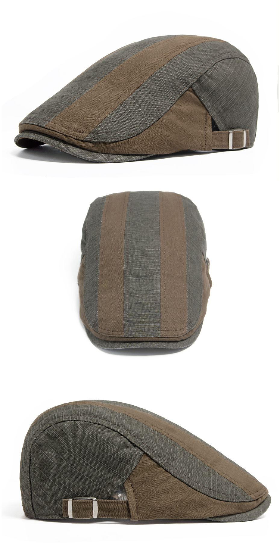 Baskenmütze für Männer und Frauen, schlichter, kunstvoller englischer Entenschnabelhut, gewaschene reine Baumwolle im Patchwork-Stil_voghion.com