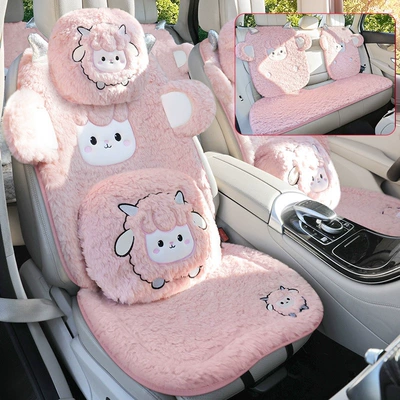 car mat — Wool pad - sakura-pink-luxurious-five-seaterthick-lamb-fleece-super-warm-non-slip-and-durable