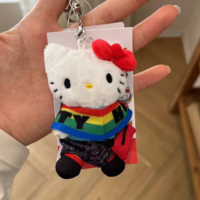 抱苹果kitty包包挂件钥匙扣可爱哈喽kt猫女生毛绒公仔|undefined