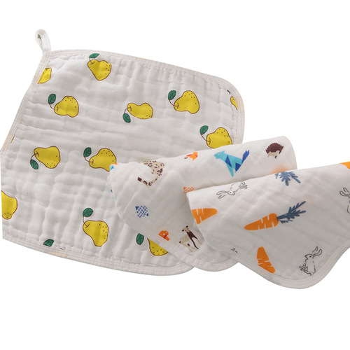 6-layer pure cotton baby face towel for babies, children's mouthguard, infant A-class 100% cotton cartoon nursing towel