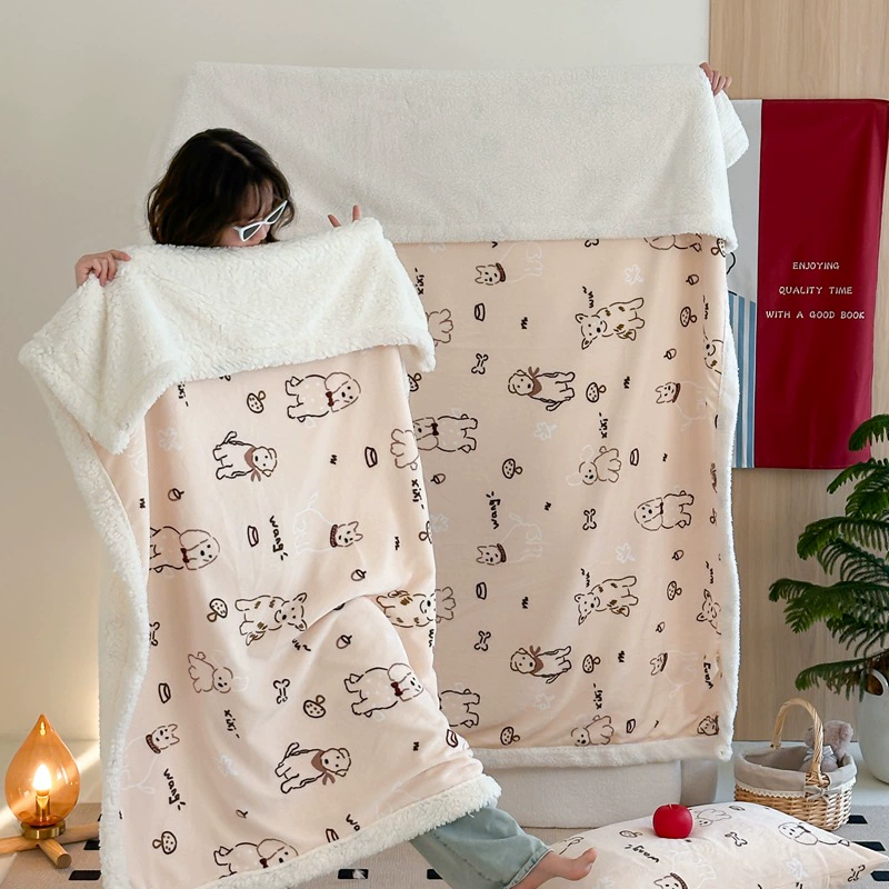 Новое Cartoon Milk Velvet Lamb Velvet Blanket Autumn and Winter Thickened Nap Blanket Office Lunch Break Air Conditioning Velvet Blanket Cover