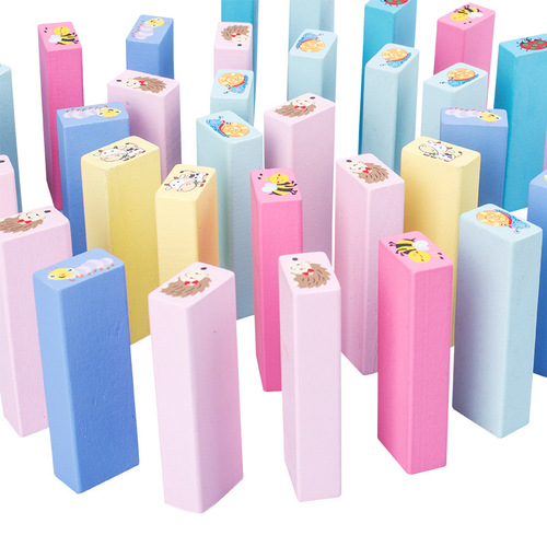 Children's puzzle stacks, balanced stacks, high-drawing building blocks, stacked wooden strips, wooden board game toys