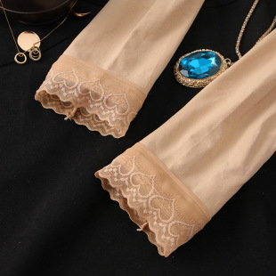 Nine-point Leggings Spring and Autumn Women's Thin Outer Wear Lace Rim Flesh Silk Stockings Skin Color Anti-hook Silk Velvet Love