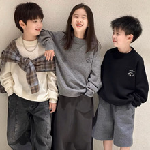 男童保暖加厚一体绒毛衣2024秋冬新款中大洋气百搭打底针织衫上衣