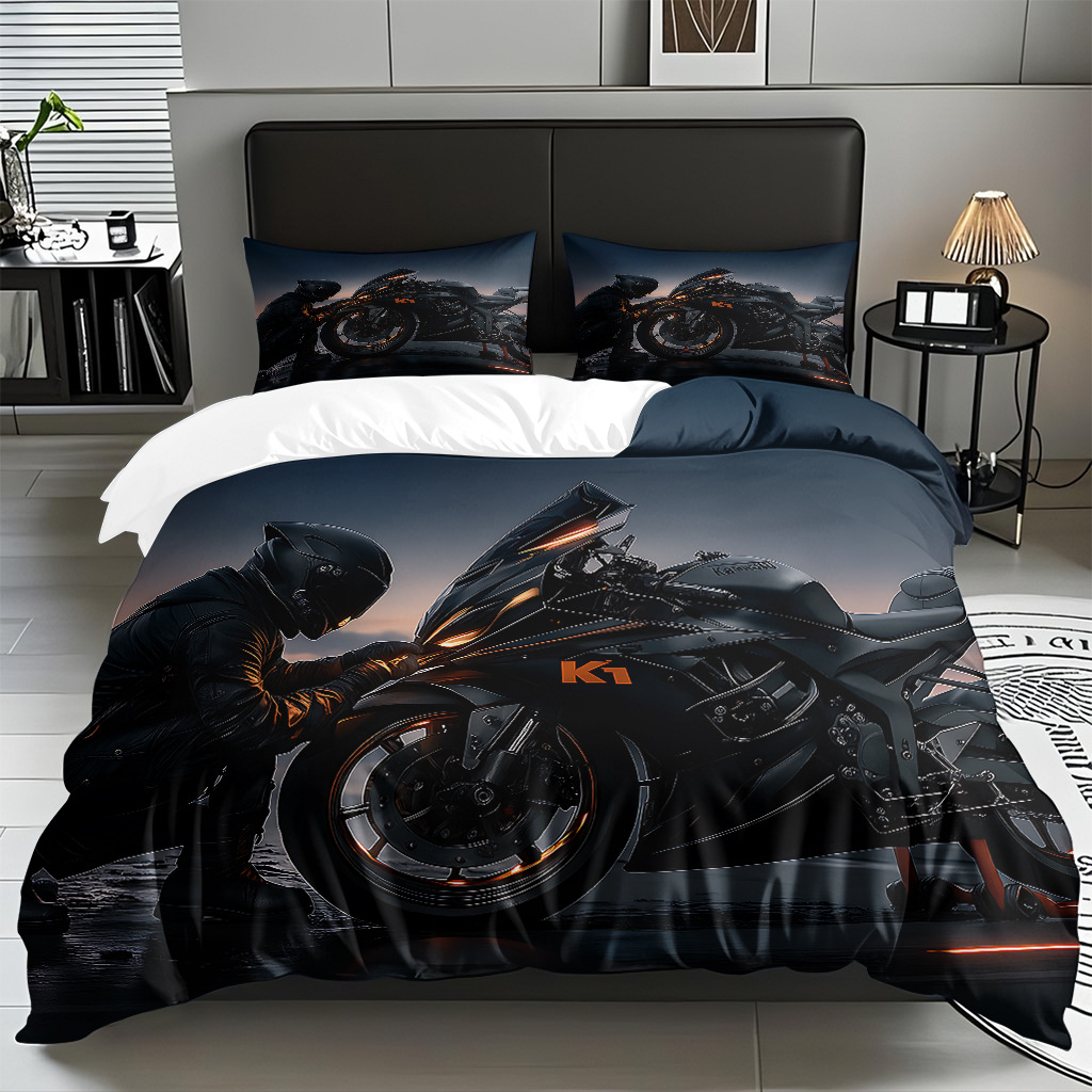 TEMU / JIT hogar transfronterizo motocicleta cool transpirable impresión digital colcha colcha