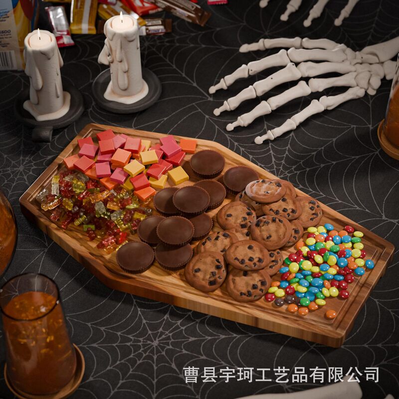 Wooden Halloween Tray Coffin-Shaped Cutting Board Gothic-Style Cutting Board with Juice Groove Festive Atmosphere Serving Plate Wooden Halloween Tray Coffin-Shaped Cutting Board Gothic-Style Cutting Board with Juice Groove Festive Atmosphere Serving Plate