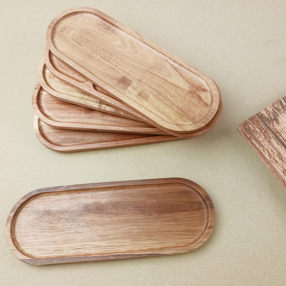Acacia madera taza almohadilla bandeja de té hotel bandeja de madera sólida fruta creativa platos de dulces platos rectangulares platos de remojo secos