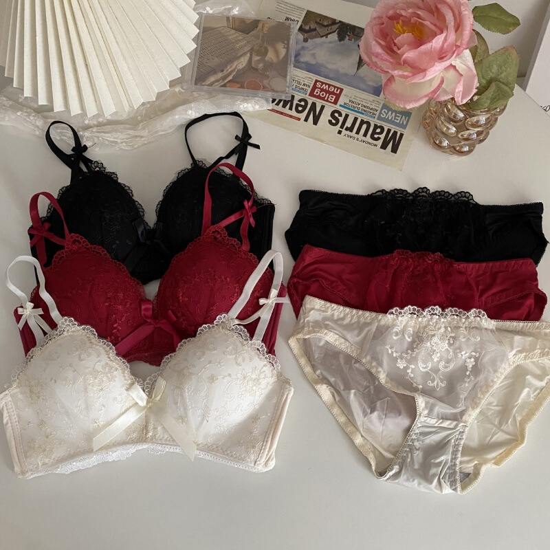Factory Direct Sales Cross-Border Hot-Selling Pure Desire Lace Push-Up Bra Set Sexy Wireless Japanese-Style Panties Two-Piece Set Factory Direct Sales Cross-Border Hot-Selling Pure Desire Lace Push-Up Bra Set Sexy Wireless Japanese-Style Panties Two-Piece Set