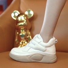 軟皮魔術貼高幫小白鞋女2022秋季新款學生百搭厚底增高鞋運動鞋女